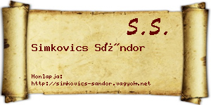 Simkovics Sándor névjegykártya
