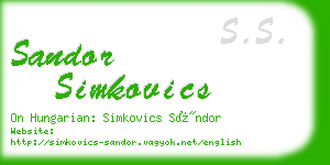 sandor simkovics business card